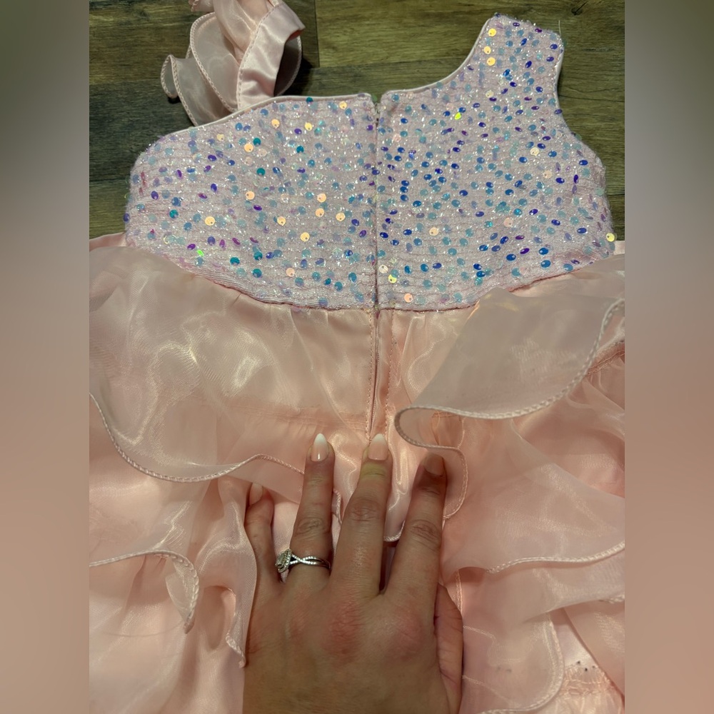 Pink Ruffled Kids Pageant Dress - Picture 5 of 5